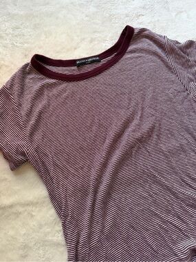 Brandy Melville Maroon Striped Ribbed Top